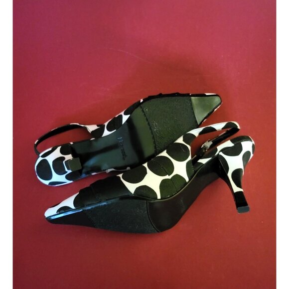 J. Renee Black & White Polka Dot High Heel Sling Back Shoe Size 8 - Picture 6 of 7